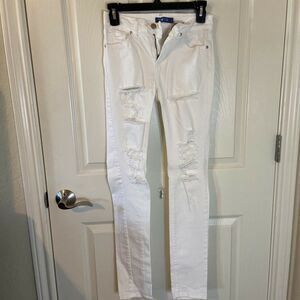 WTD Ripped Distressed Skinny Fit Jeans, White, Juniors, Size 3